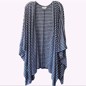 Liz Claiborne  Open Front BLUE/white  Cardigan Sweater/Poncho Size 2X/3X